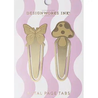 Metal Page Tabs/Bookmarks - Mushroom & Butterfly