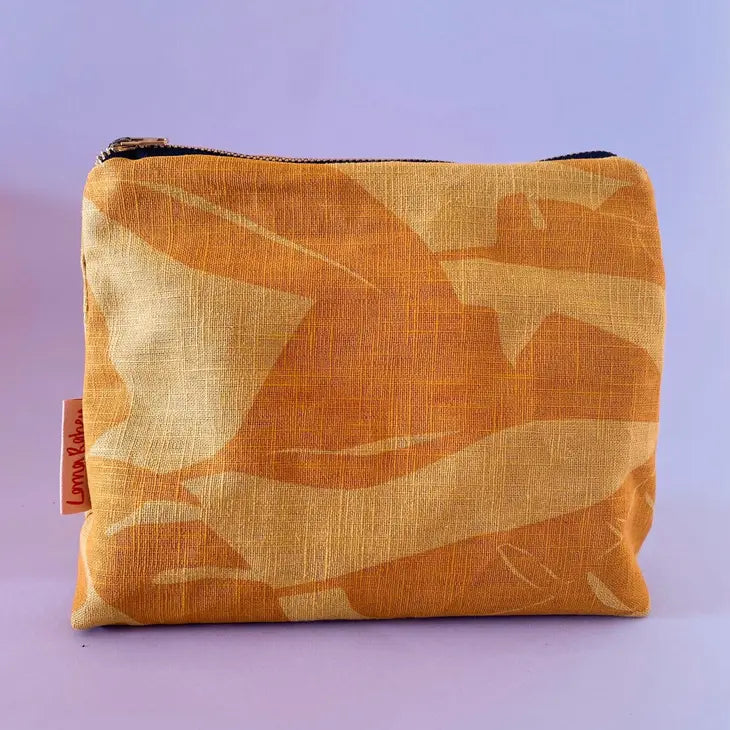 Leafy Handprinted Linen Pouch image 3