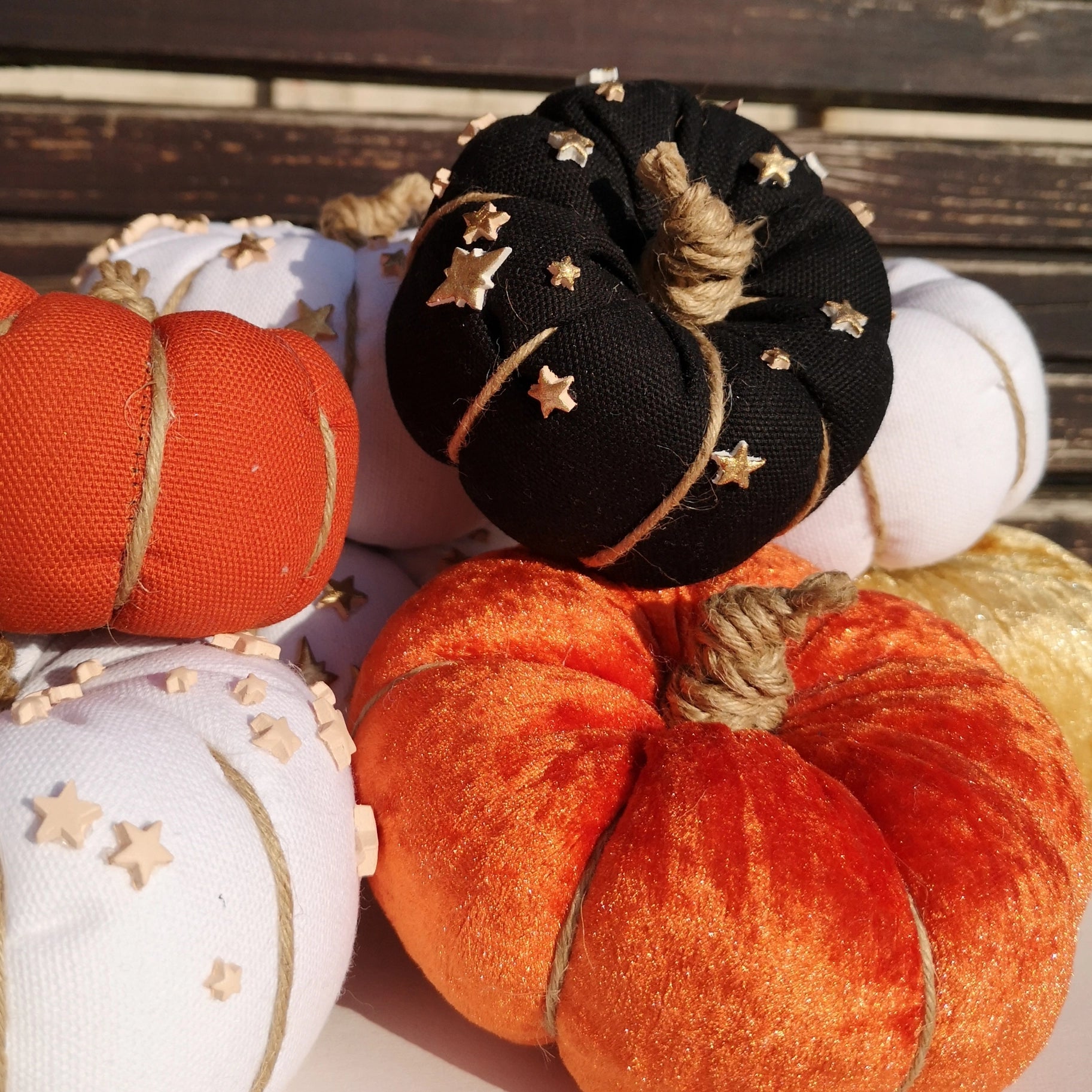 Burnt Orange Decorative Velvety Pumpkins image 0