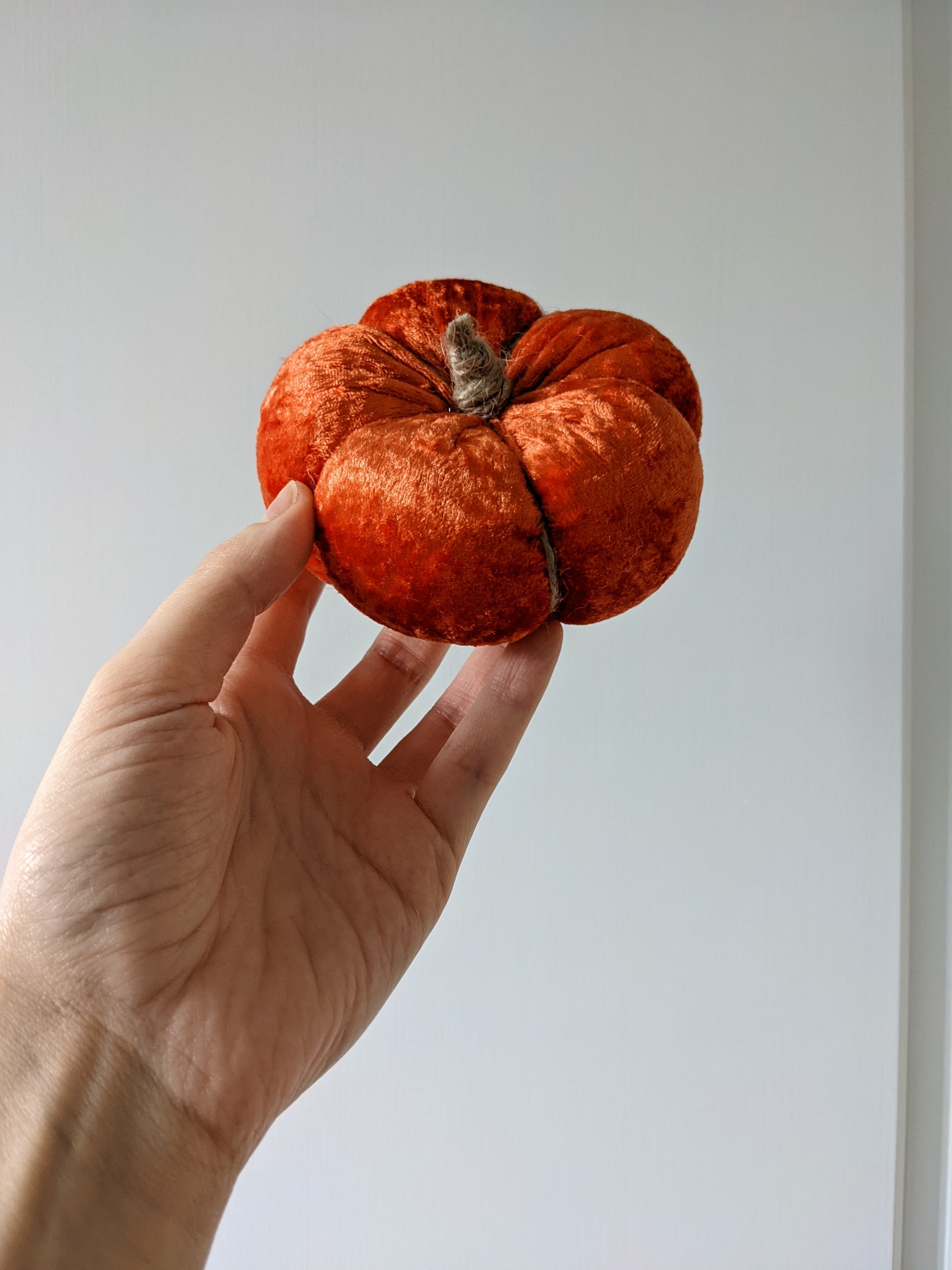 Burnt Orange Decorative Velvety Pumpkins image 2