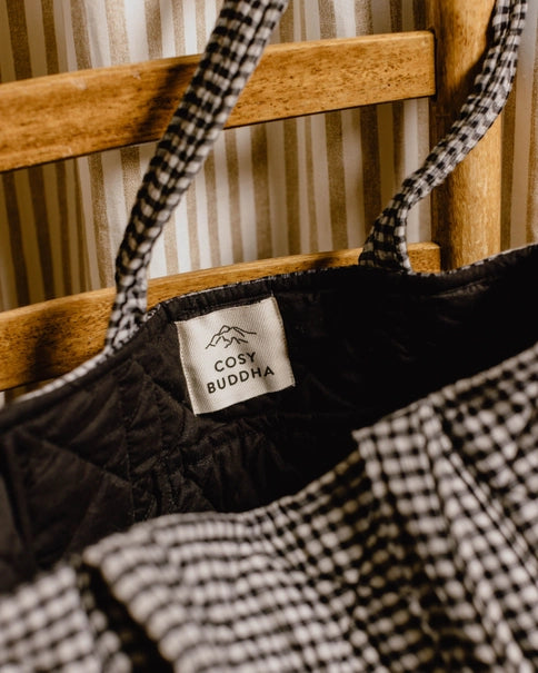 Black and White Handloom Gingham Tote