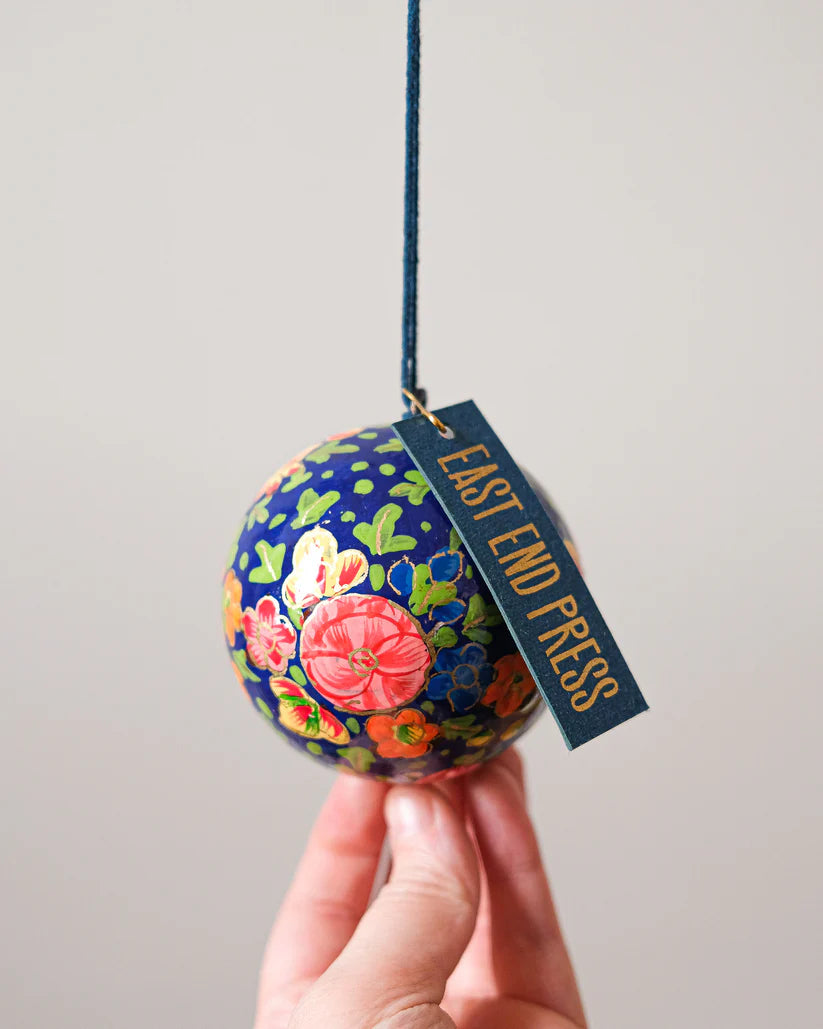 Deep Blue Florals Bauble