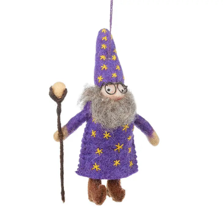 Handmade Felt Wendall the Wizard Hanging Decoration image 0