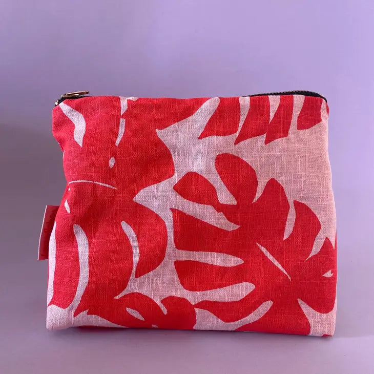 Leafy Handprinted Linen Pouch image 1