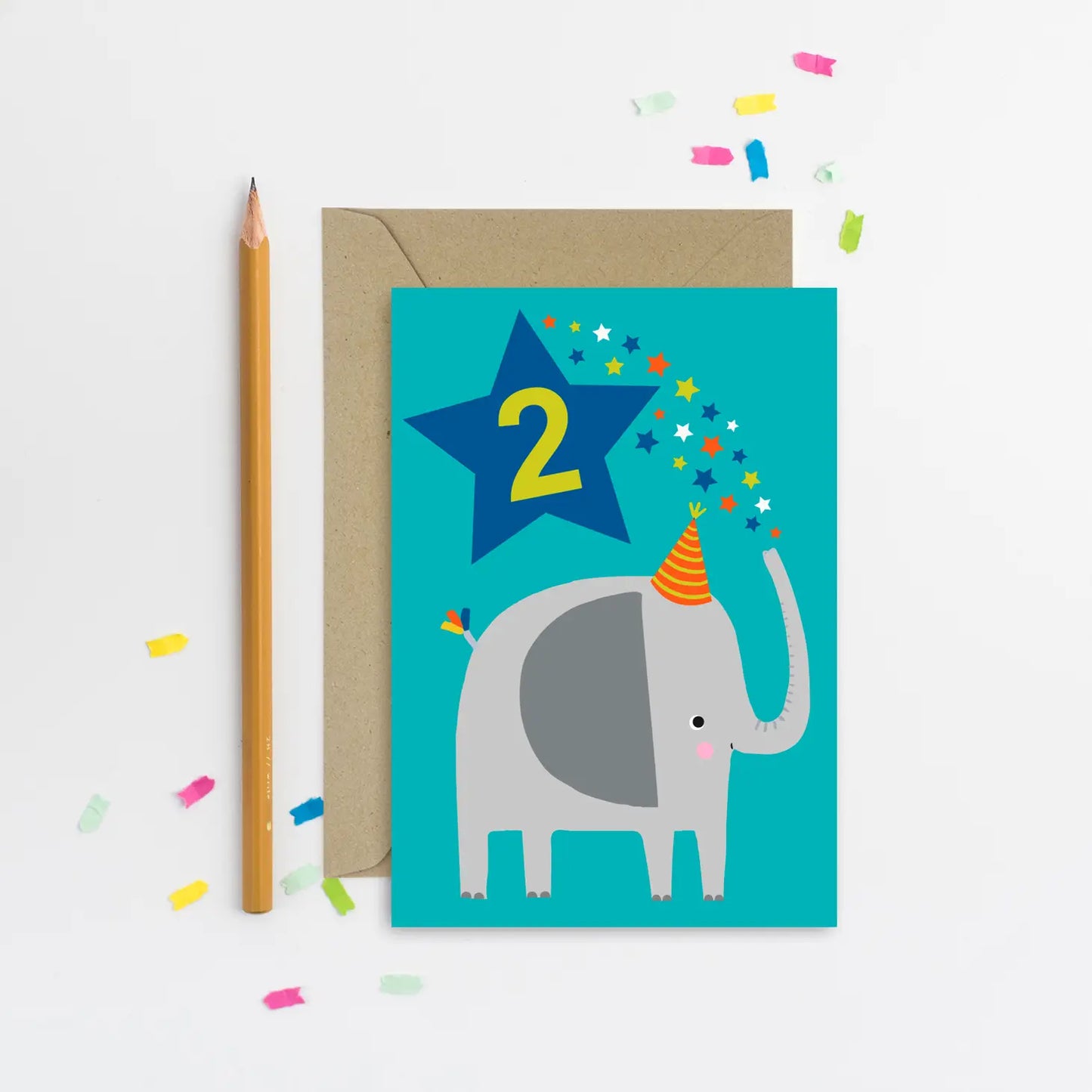 Age 2 Blue Elephant Kid's Birthday Card image 0