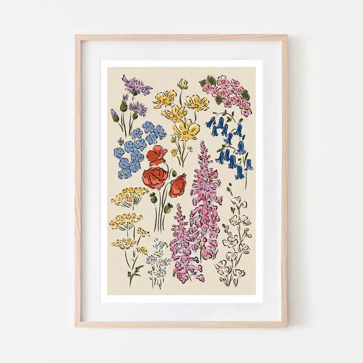 British Garden Flowers A4 Art Print