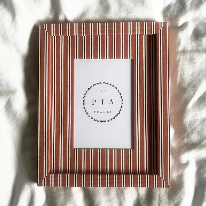 PRE-ORDER Tangerine & Burgundy Seaside Stripe Picture Frame