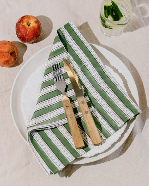 Stripe & Spot Block Print Napkin