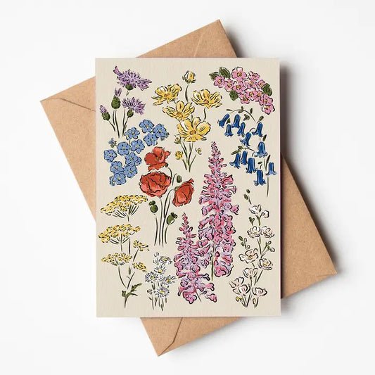 British Garden Flowers Art Card