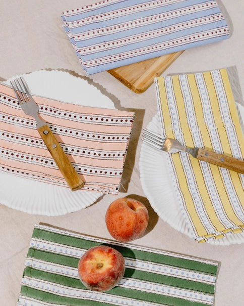 Stripe & Spot Block Print Napkin