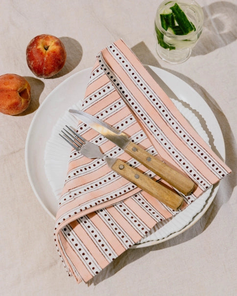 Stripe & Spot Block Print Napkin