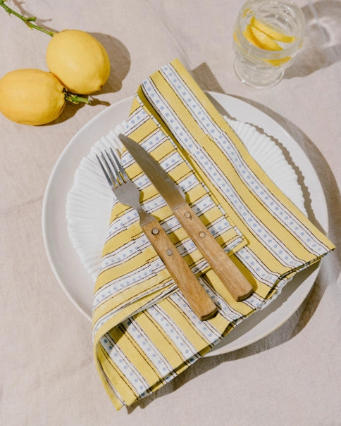 Stripe & Spot Block Print Napkin