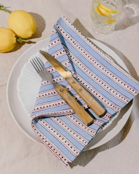 Stripe & Spot Block Print Napkin
